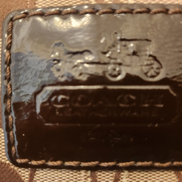 Coach 12369 Bleecker Khaki Jacquard Sig C with Brown Leather Trim Tote Bag Purse - Picture 3 of 7